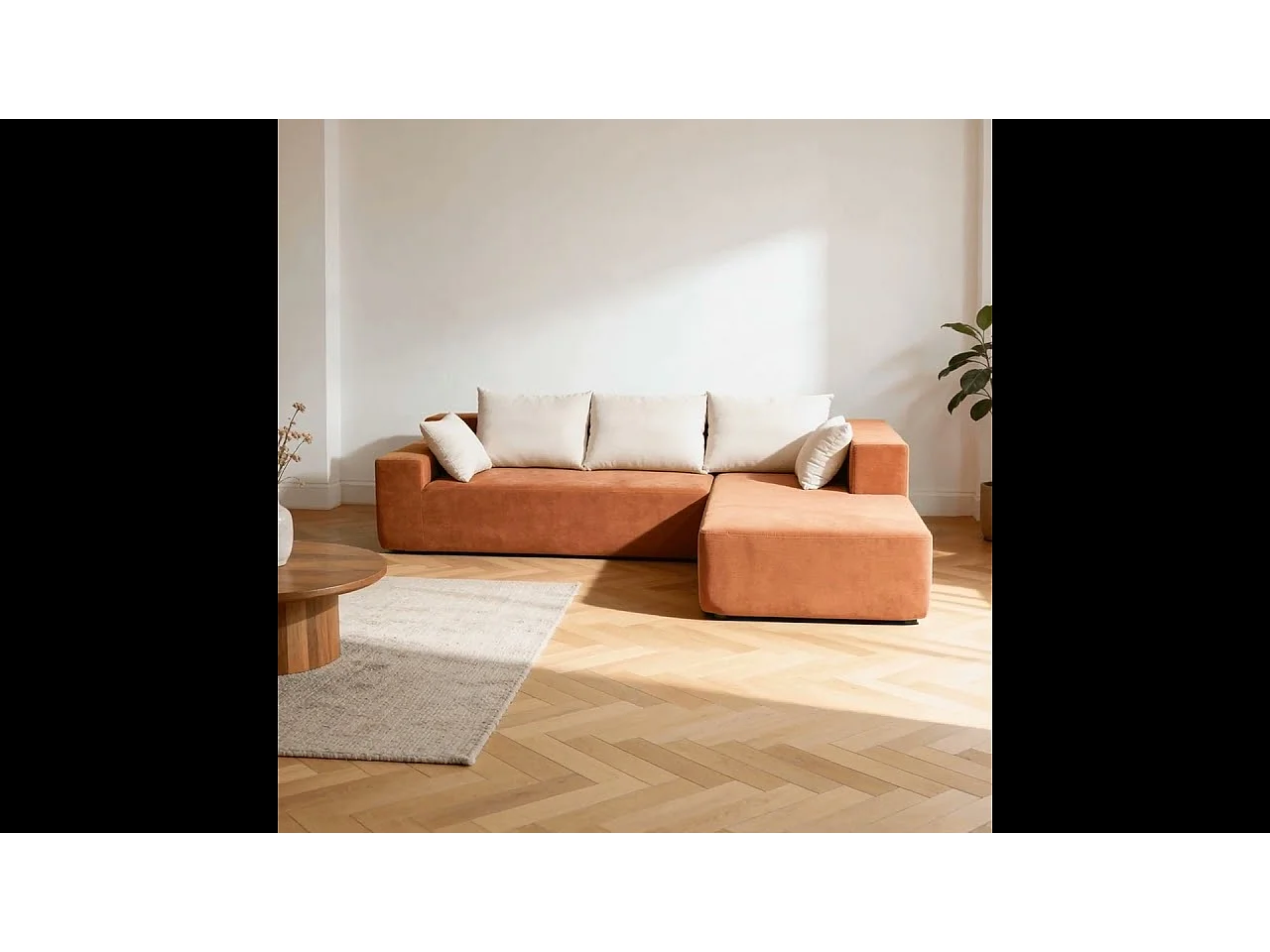 Coco Living Wohnzimmersofa Luna 3-Sitzer - Orange Weiß Rechts