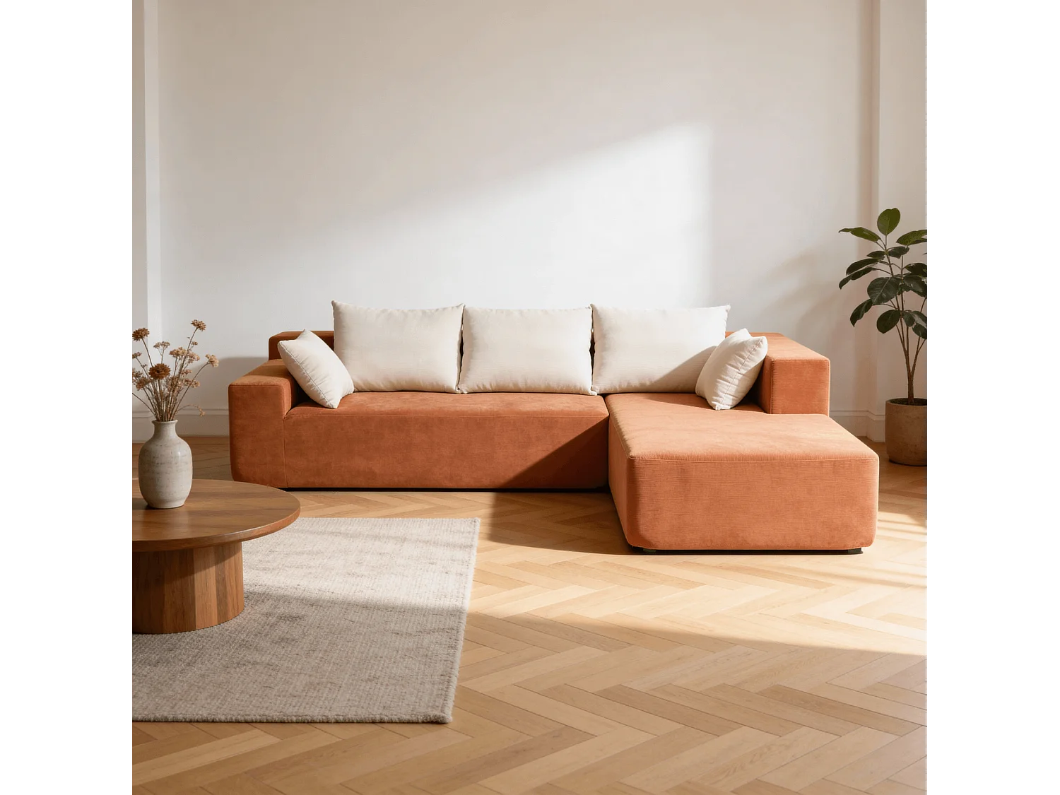 Coco Living Canapé Luna 3 places - Orange Blanc Droite