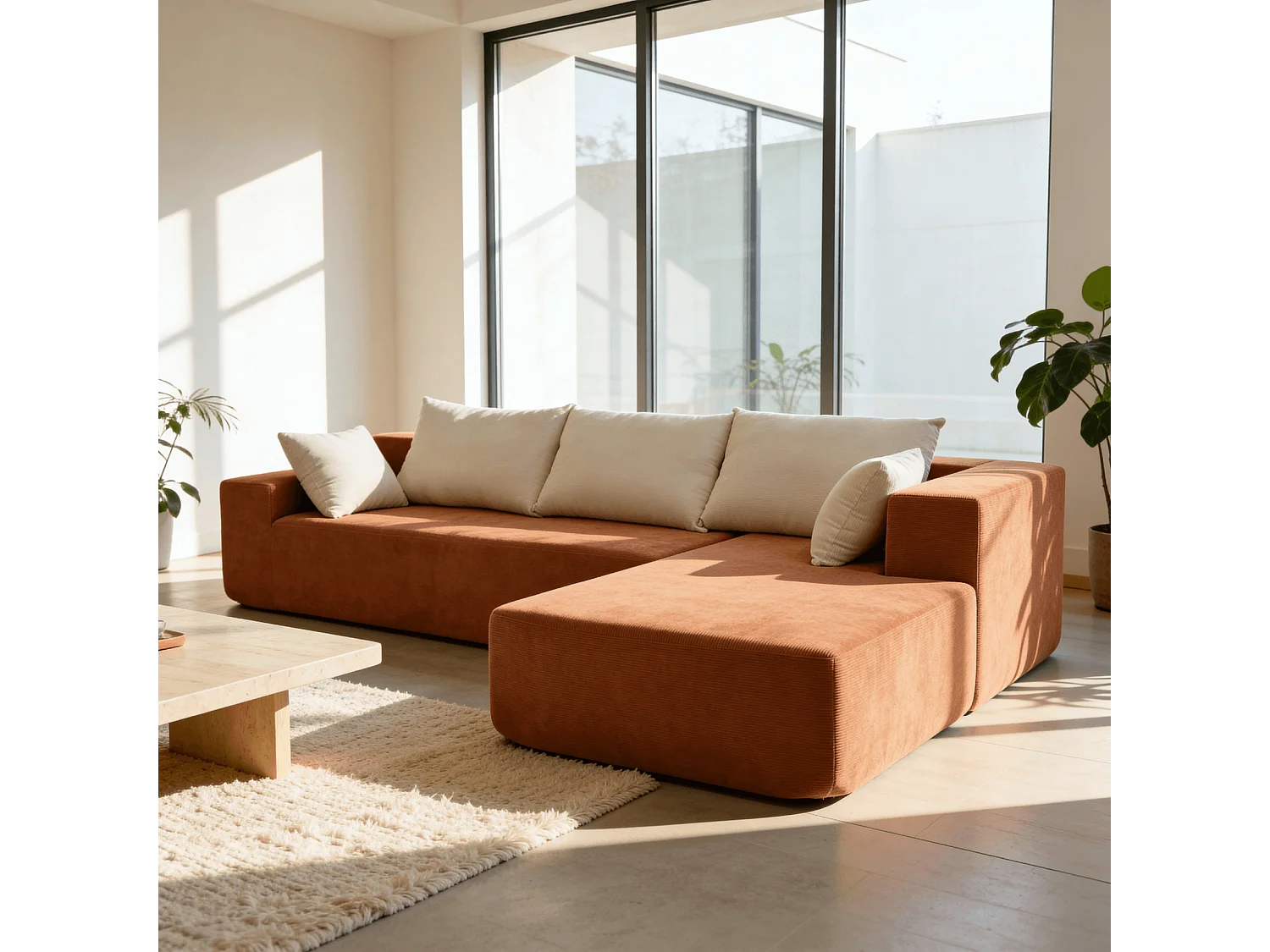 Coco Living Canapé Luna 3 places - Orange Blanc Droite