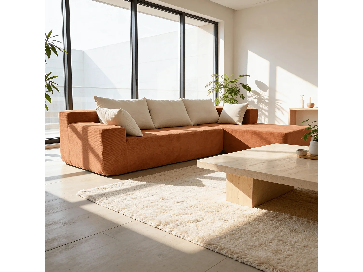 Coco Living Canapé Luna 3 places - Orange Blanc Droite