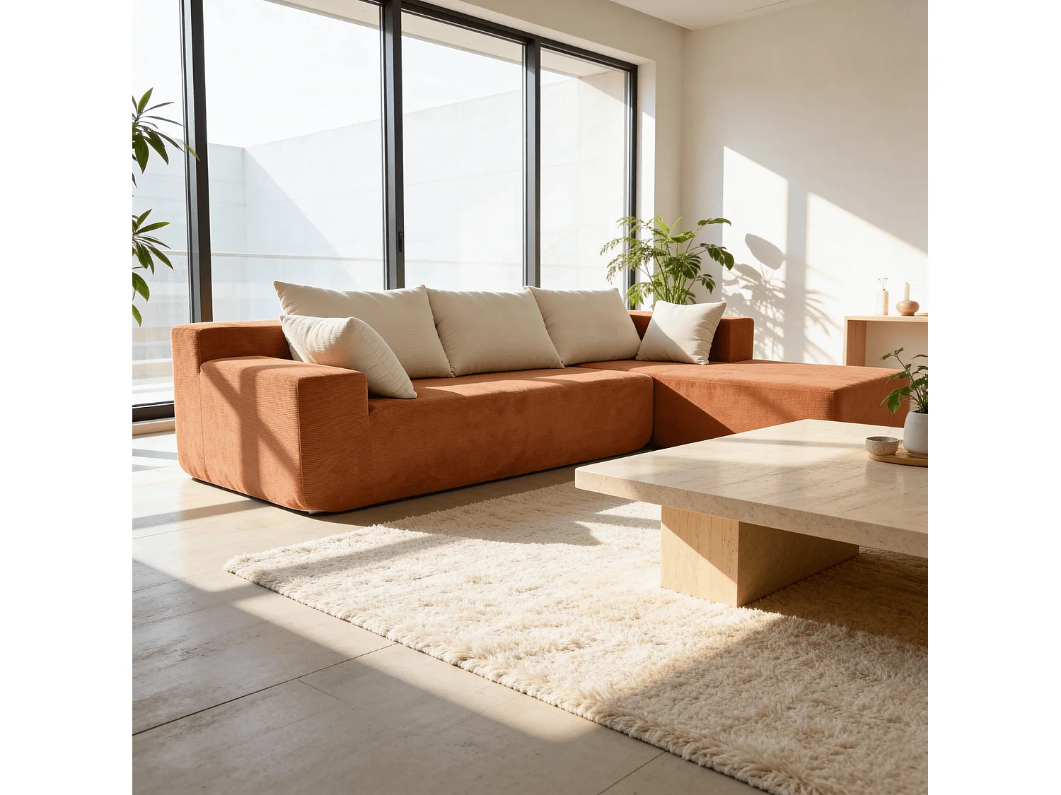 Coco Living Canapé Luna 3 places - Orange Blanc Droite