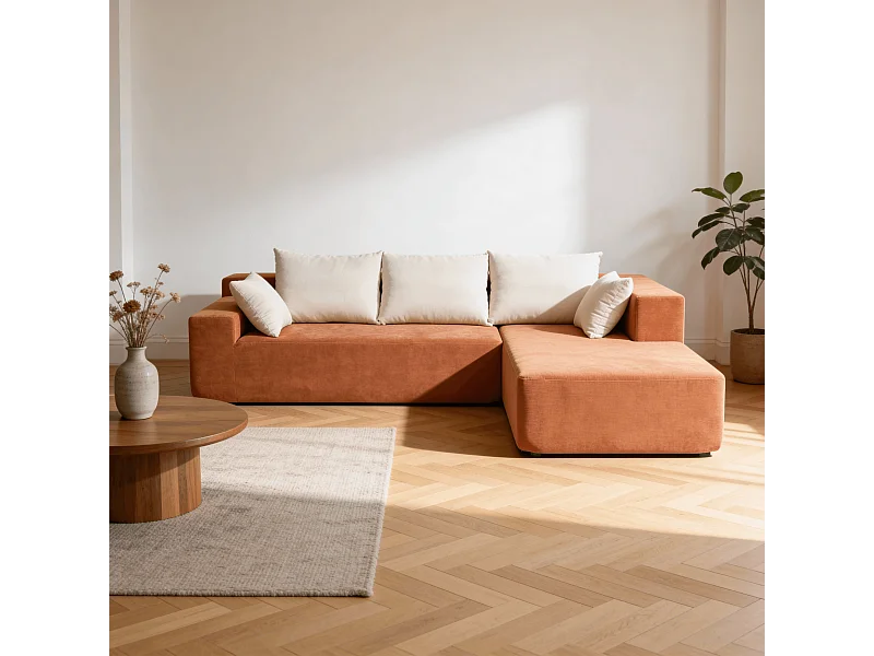 Coco Living Wohnzimmersofa Luna 3-Sitzer - Orange Weiß Rechts