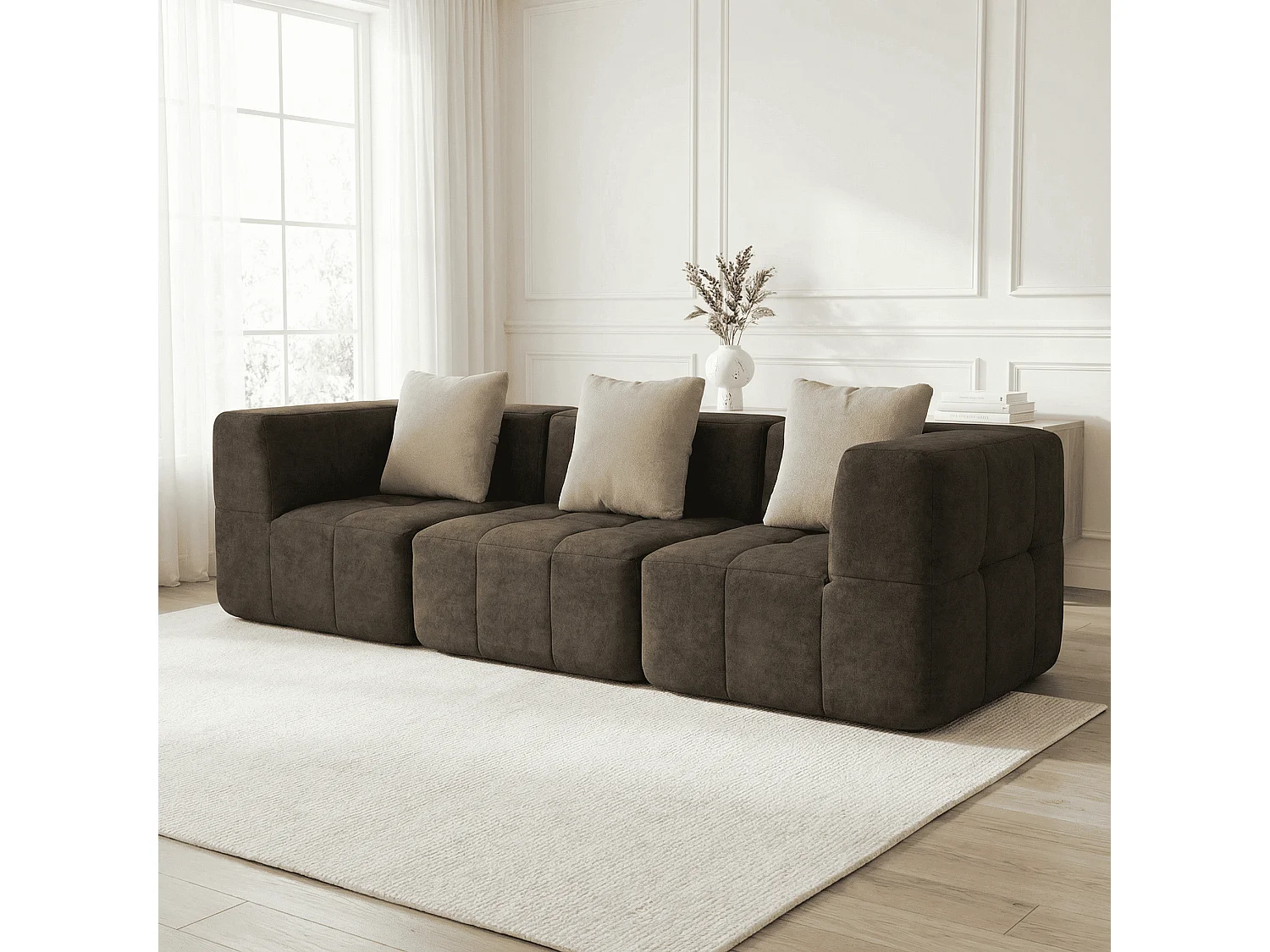 Coco Living Wohnzimmersofa Eden Simple 3-Sitzer - Braun Sand