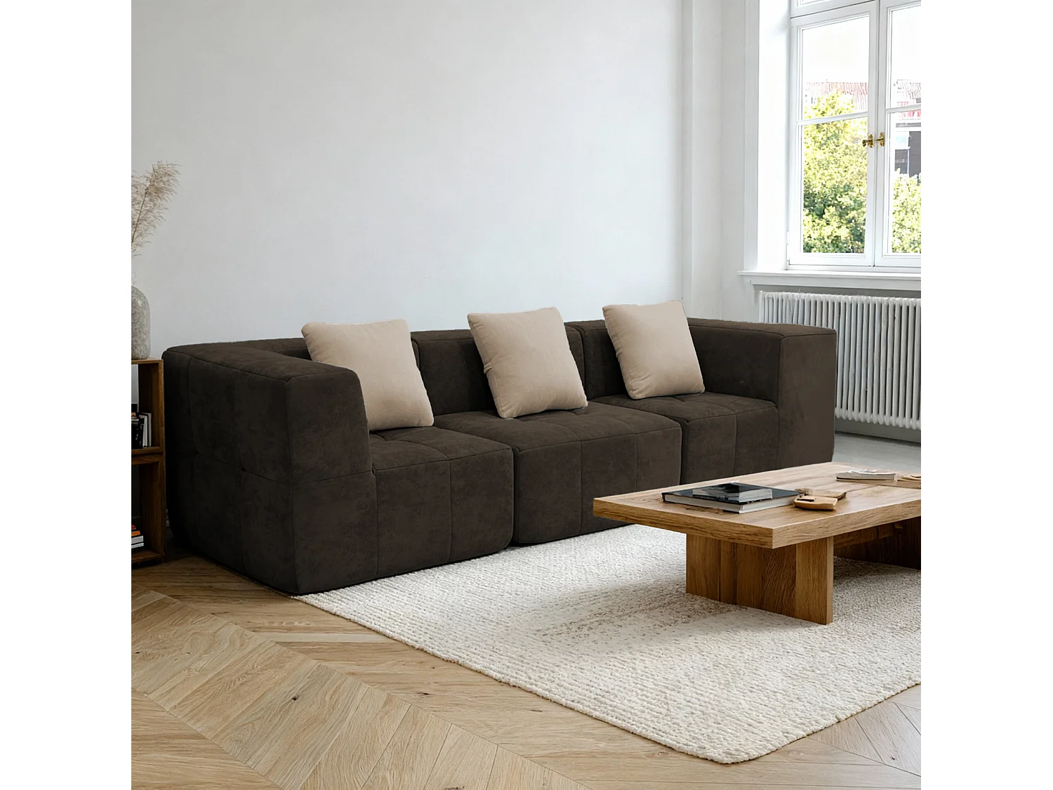 Coco Living Wohnzimmersofa Eden Simple 3-Sitzer - Braun Sand