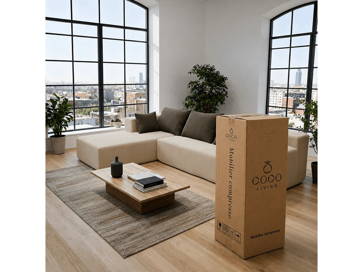 Coco Living Luna Hoekbank 3-zits - Zand Bruin Links - 267 X 175 X 70 Cm