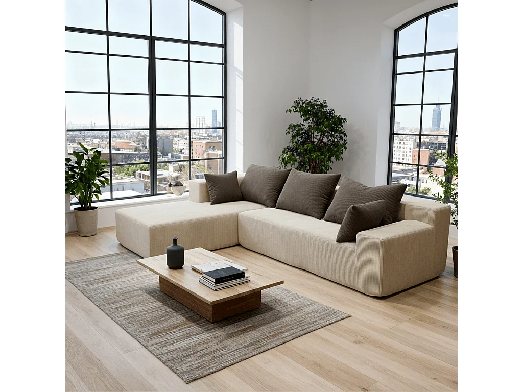 Coco Living Luna Hoekbank 3-zits - Zand Bruin Links - 267 X 175 X 70 Cm