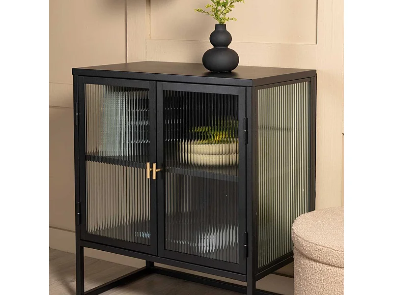Vitrine 2 Portes Design "Garis" 80cm Noir