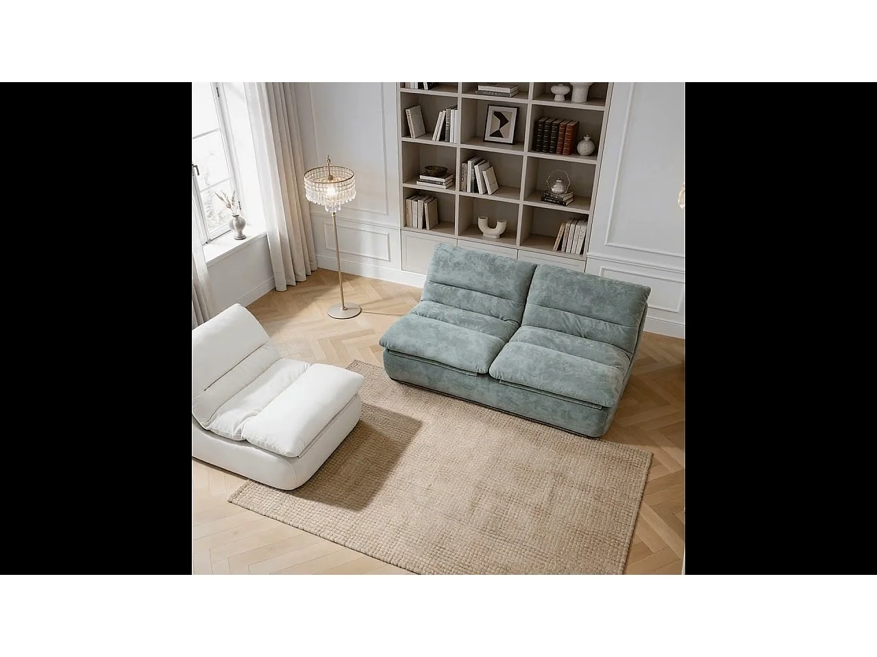 Coco Living Pack Nuvia Living 3 places - sauge et blanc