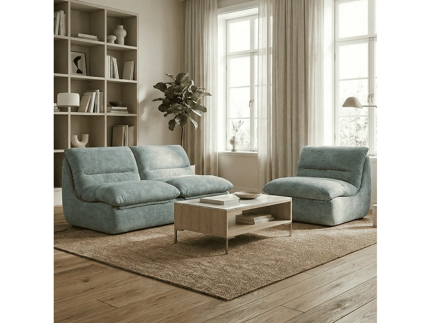 Coco Living Pack Nuvia Living 3 places - sauge et sauge