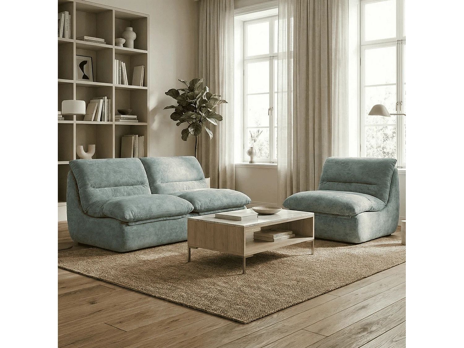 Coco Living Pack Nuvia Living 3 places - sauge et sauge