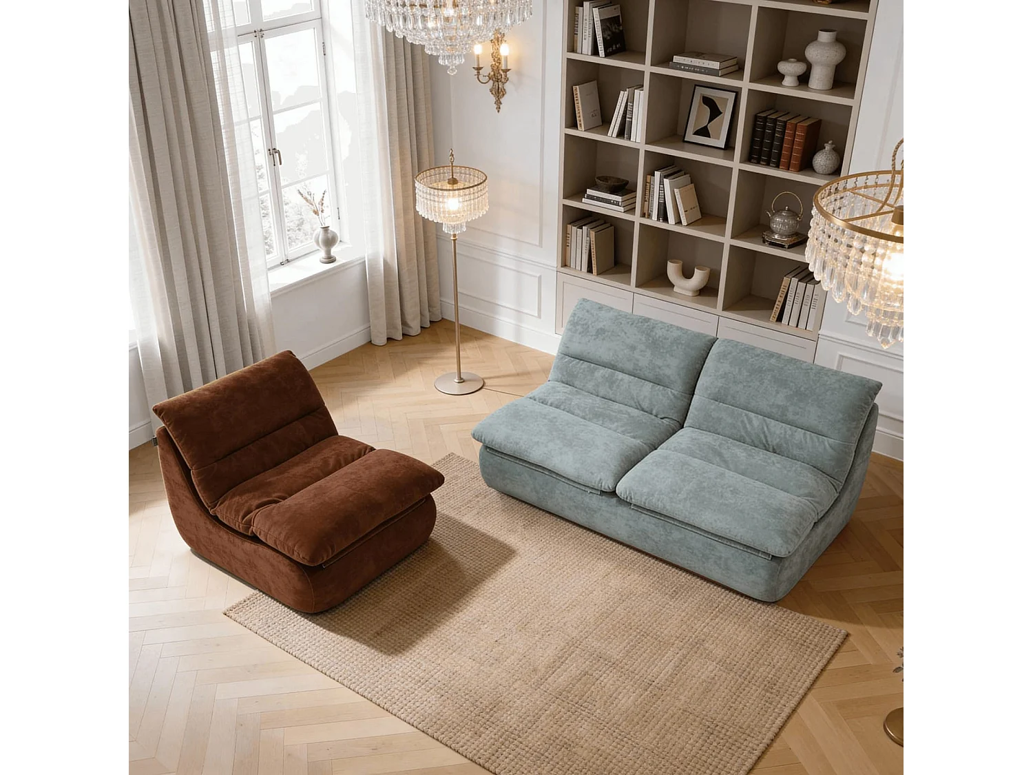 Coco Living Nuvia Living Paket 3-sits - Salvia och Choklad