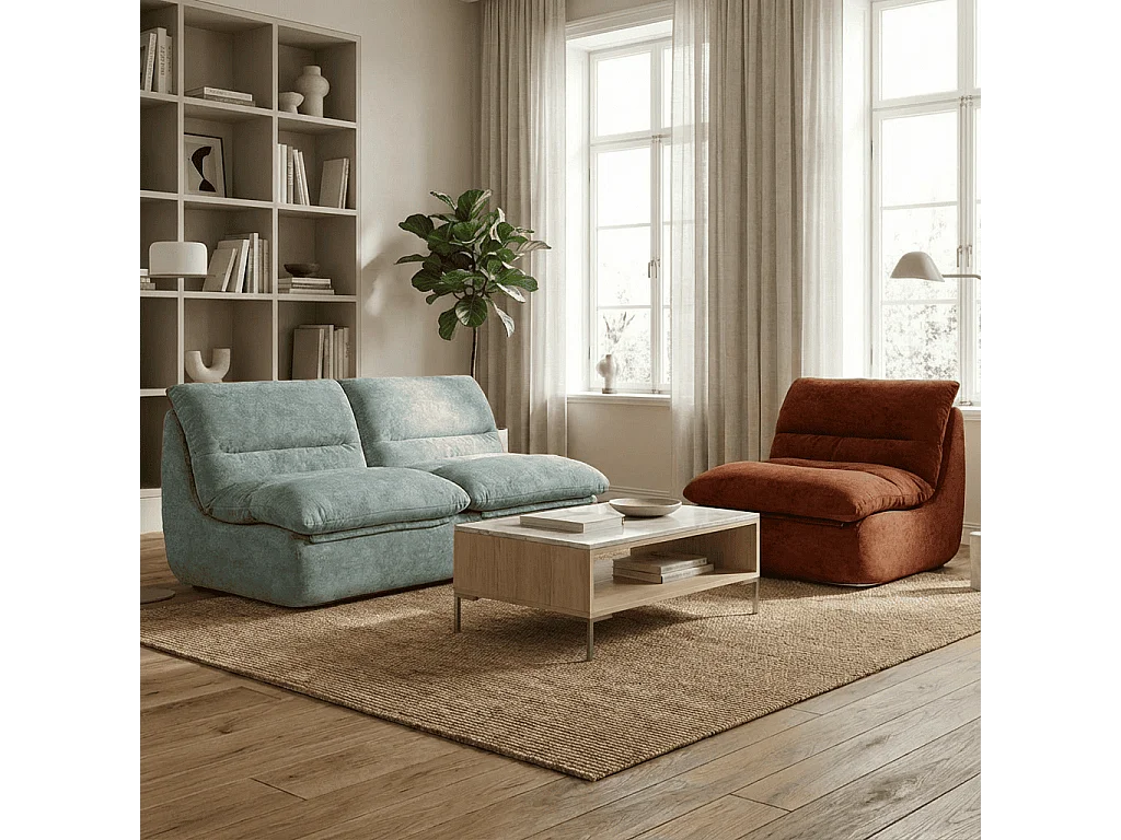 Coco Living Pack Nuvia Living 3 places - sauge et chocolat