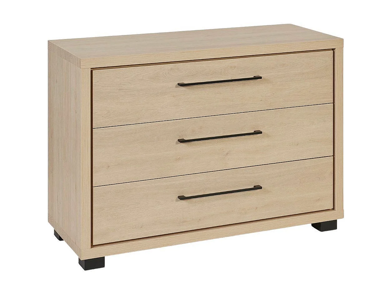 Commode 3 tiroirs  aspect bois et noir - LUDY