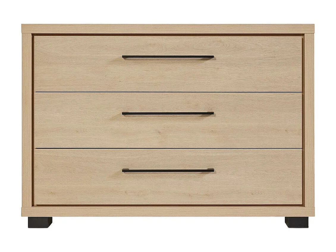 Commode 3 tiroirs  aspect bois et noir - LUDY