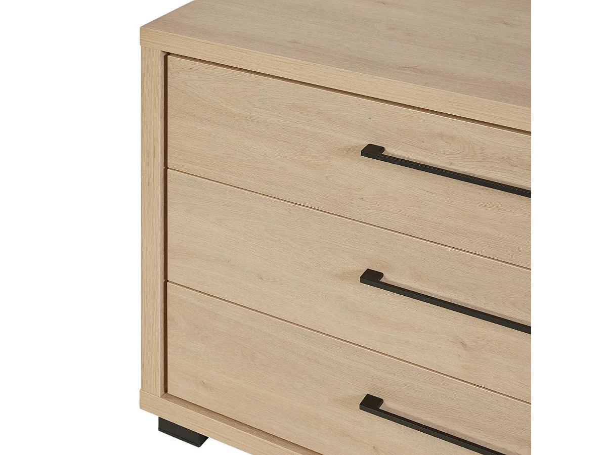 Commode 3 tiroirs  aspect bois et noir - LUDY