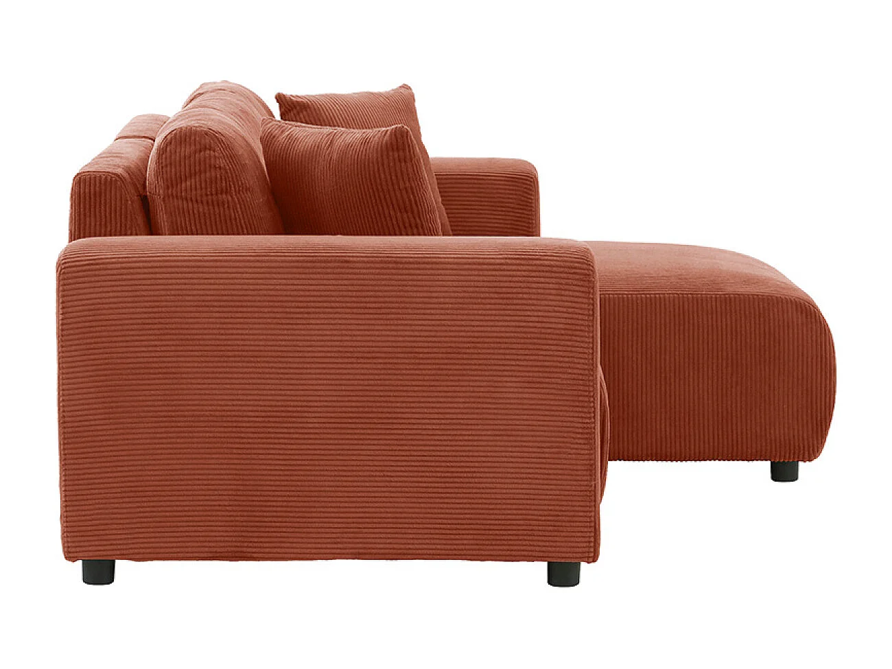 Canapé d'angle modulable 3 places en velours côtelé terracotta ABERDEEN