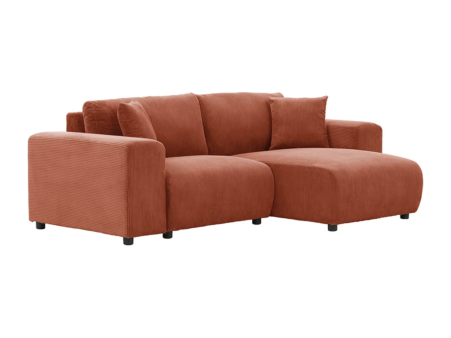 Canapé d'angle modulable 3 places en velours côtelé terracotta ABERDEEN