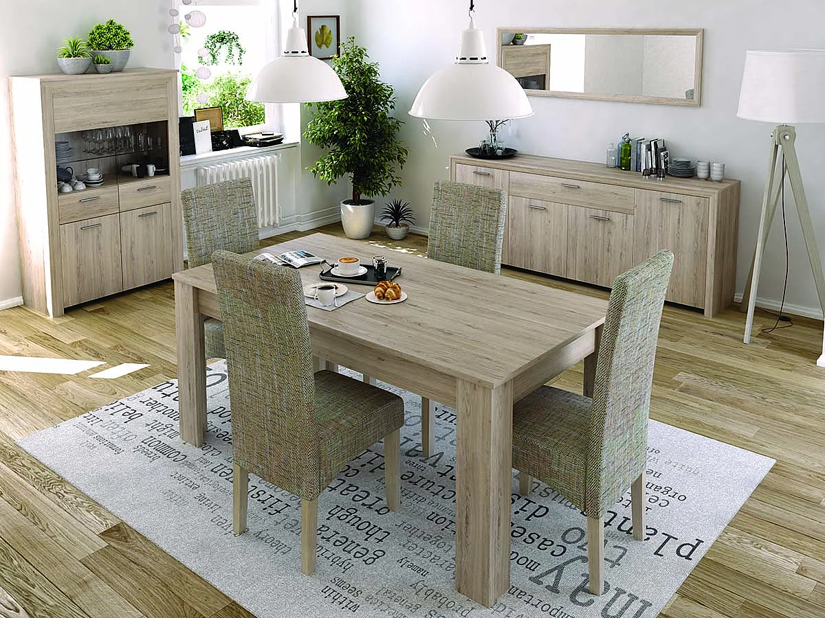 Lot de 2 chaises de séjour beige en tissu et bois - Largeur 47 x Profondeur 62 x Hauteur 108 cm