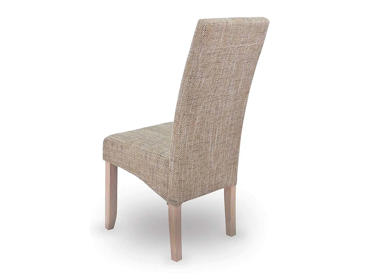 Lot de 2 chaises de séjour beige en tissu et bois - Largeur 47 x Profondeur 62 x Hauteur 108 cm