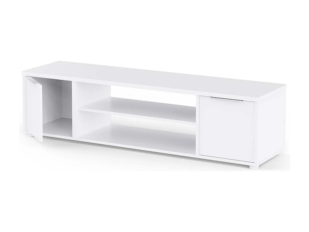 Meuble TV avec rangement couleur blanc mat - Largeur 151,4 x Profondeur 39,6 x Hauteur 39,1 cm