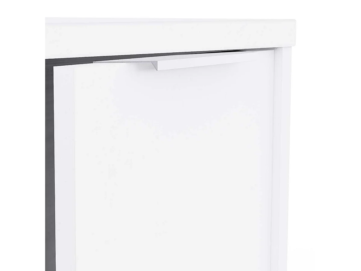 Meuble TV avec rangement couleur blanc mat - Largeur 151,4 x Profondeur 39,6 x Hauteur 39,1 cm