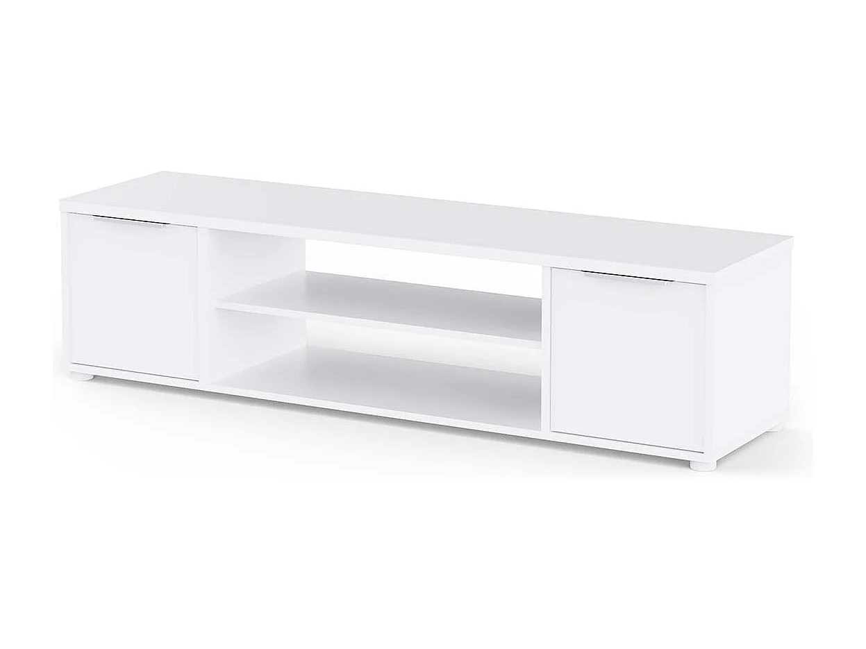 Meuble TV avec rangement couleur blanc mat - Largeur 151,4 x Profondeur 39,6 x Hauteur 39,1 cm