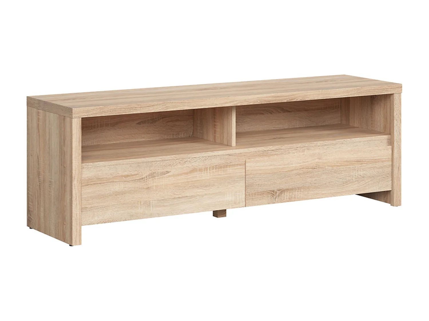 Meuble TV avec 2 tiroirs et une étagère, coloris chêne Sonoma - Longueur 143,5 x Hauteur 48,5 x Profondeur 40,5 cm