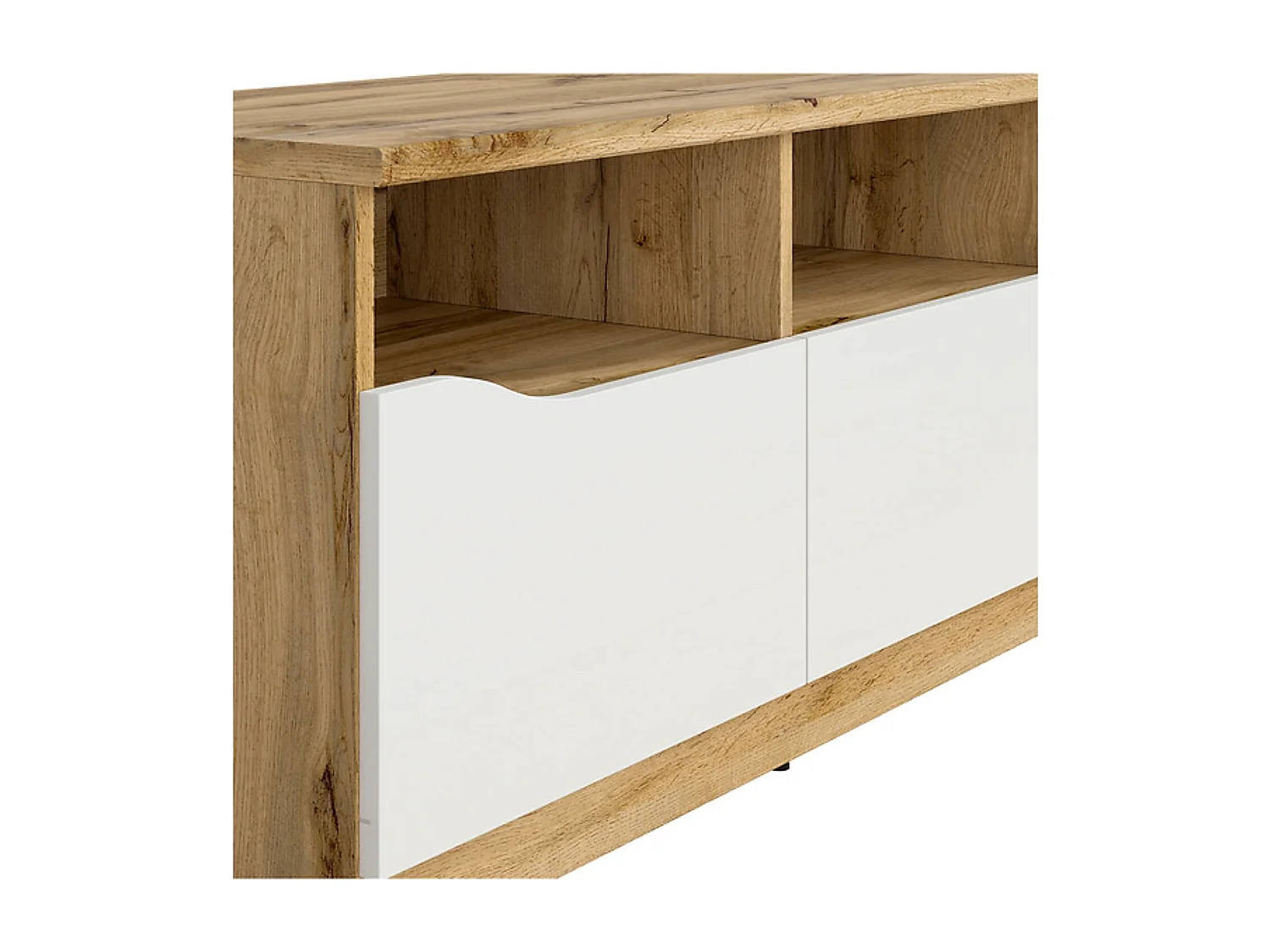 Meuble TV avec 3 tiroirs, coloris chêne Wotan/blanc brillant - Longueur 135 x Profondeur 39,5 x Hauteur 47,5 cm