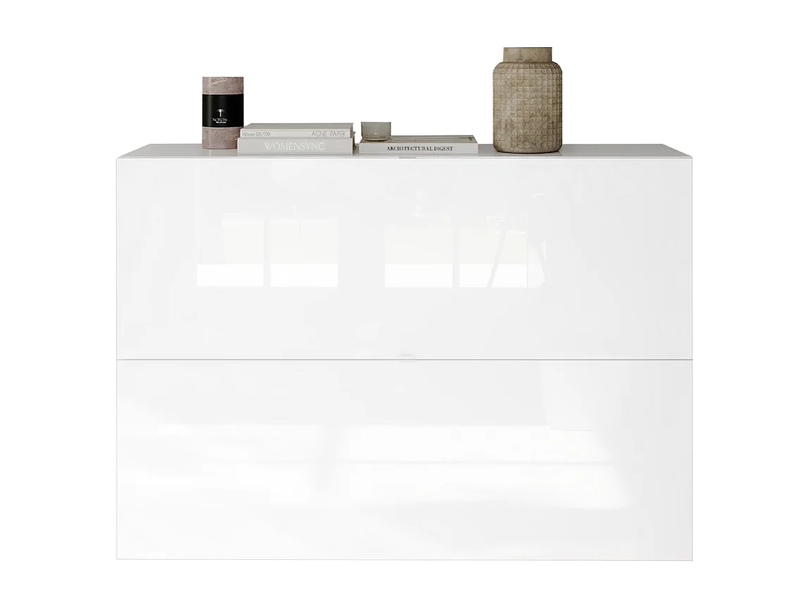 Meuble à chaussures 2 abattants blanc L110 cm SMILE