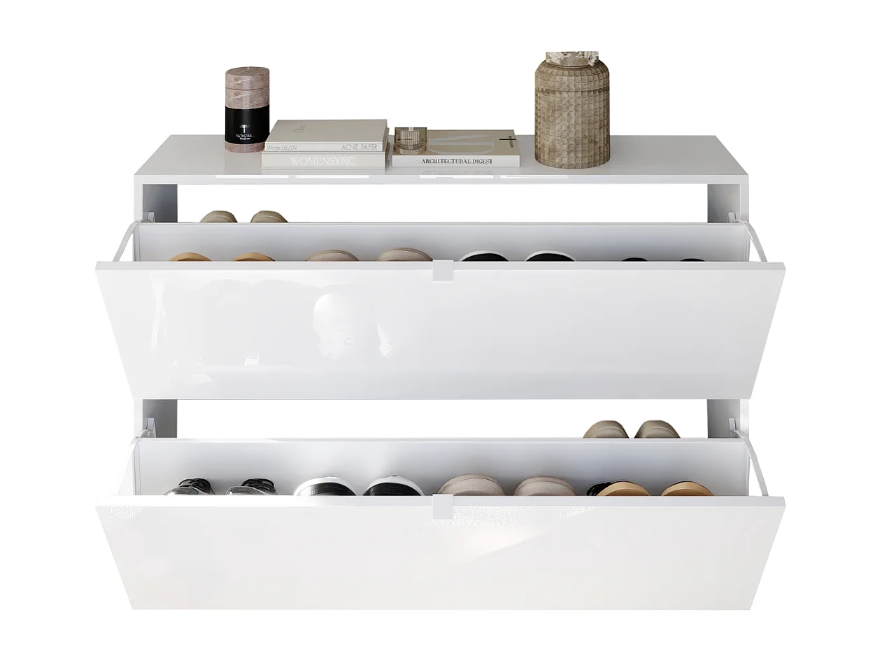 Meuble à chaussures 2 abattants blanc L110 cm SMILE