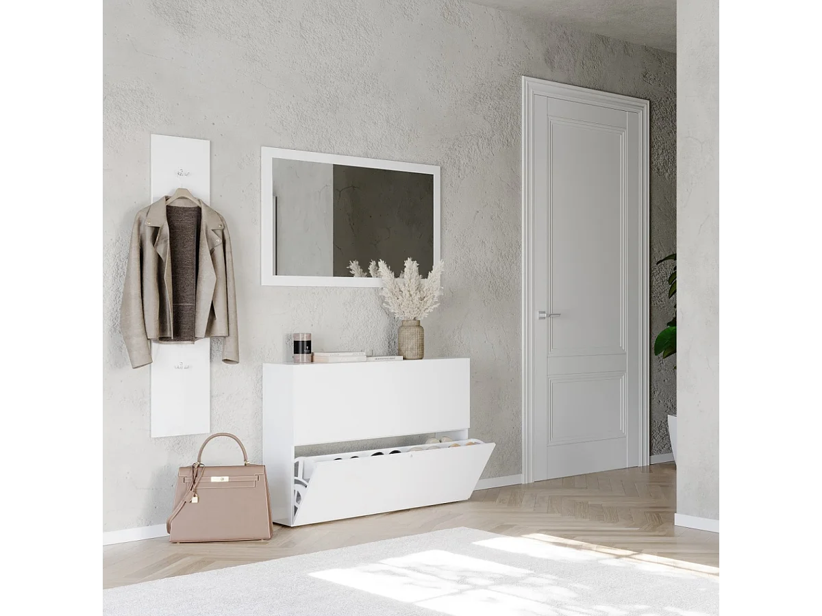 Meuble à chaussures 2 abattants blanc L110 cm SMILE