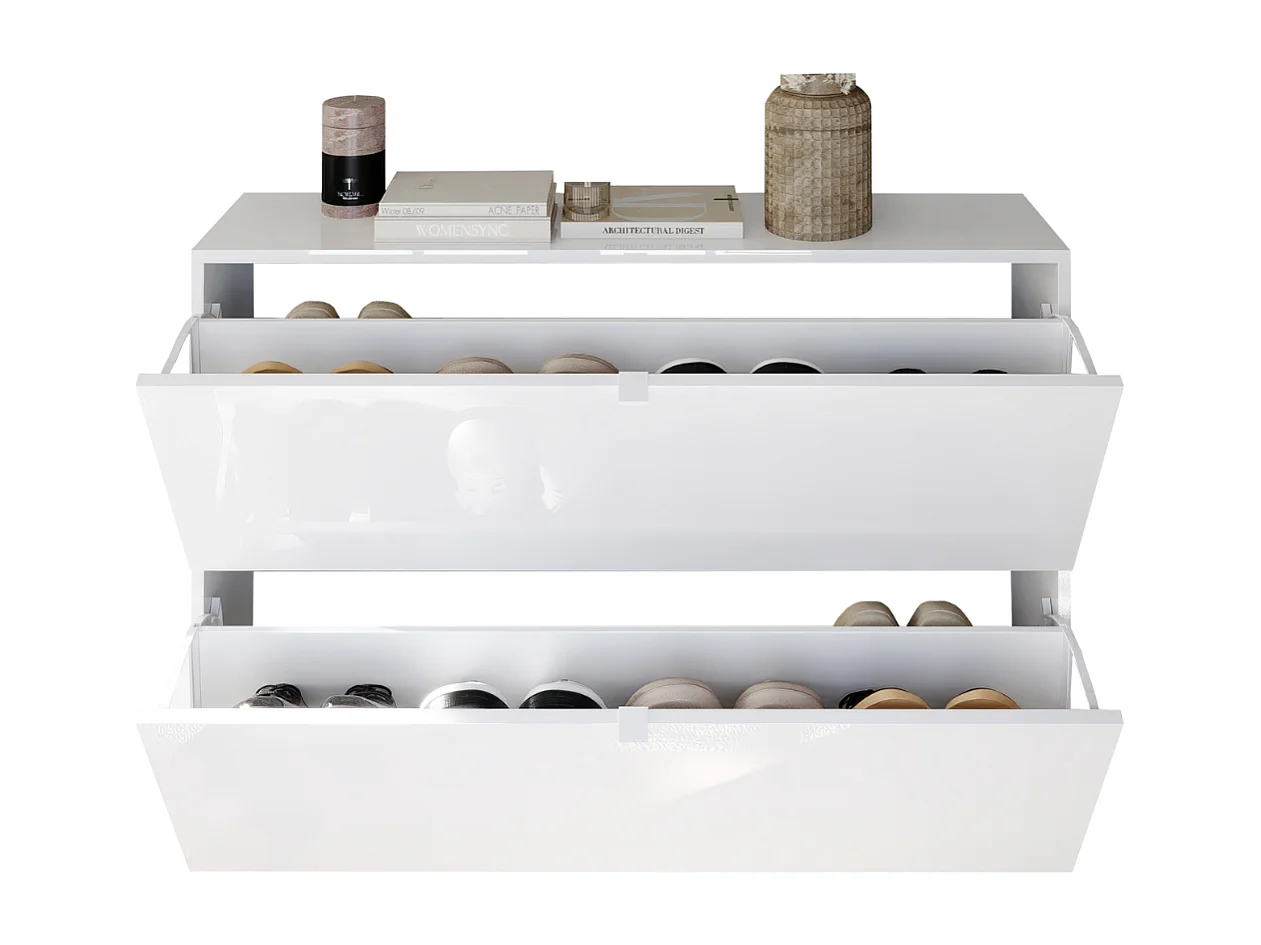 Meuble à chaussures 2 abattants blanc L110 cm SMILE