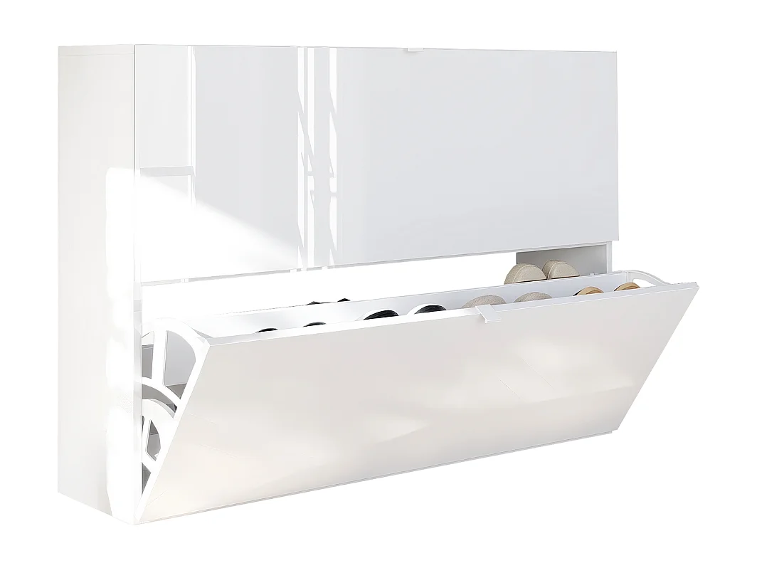 Meuble à chaussures 2 abattants blanc L110 cm SMILE