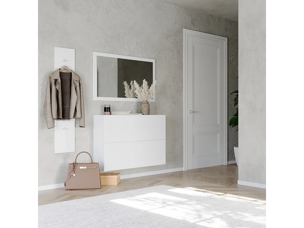 Meuble à chaussures 2 abattants blanc L110 cm SMILE