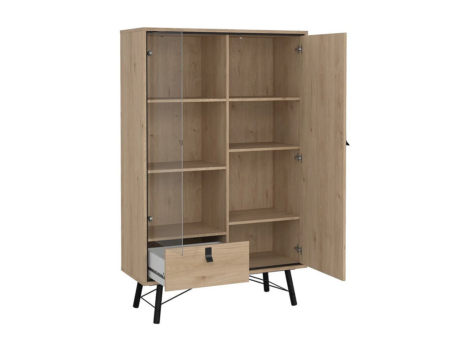 Vitrine 2 portes dont 1 vitrée et 1 tiroir H161,8 cm - JOYCE