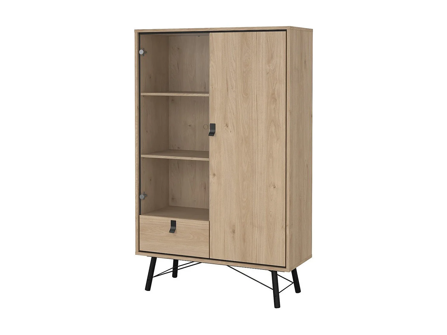 Vitrine 2 portes dont 1 vitrée et 1 tiroir H161,8 cm - JOYCE