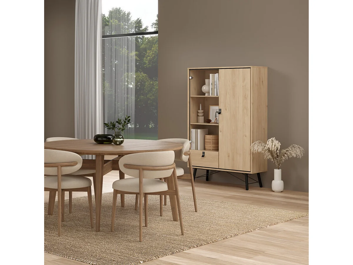 Vitrine 2 portes dont 1 vitrée et 1 tiroir H161,8 cm - JOYCE