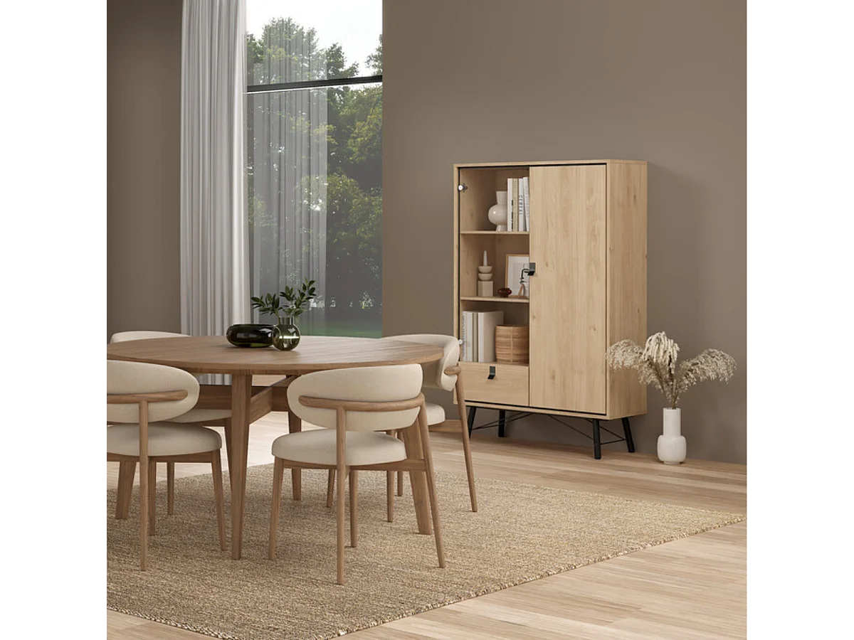 Vitrine 2 portes dont 1 vitrée et 1 tiroir H161,8 cm - JOYCE