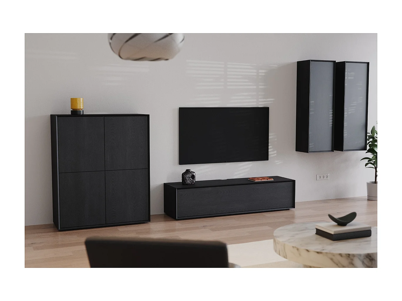 Mobile TV basso con 3 ribalte L200 cm - ORÉLIA