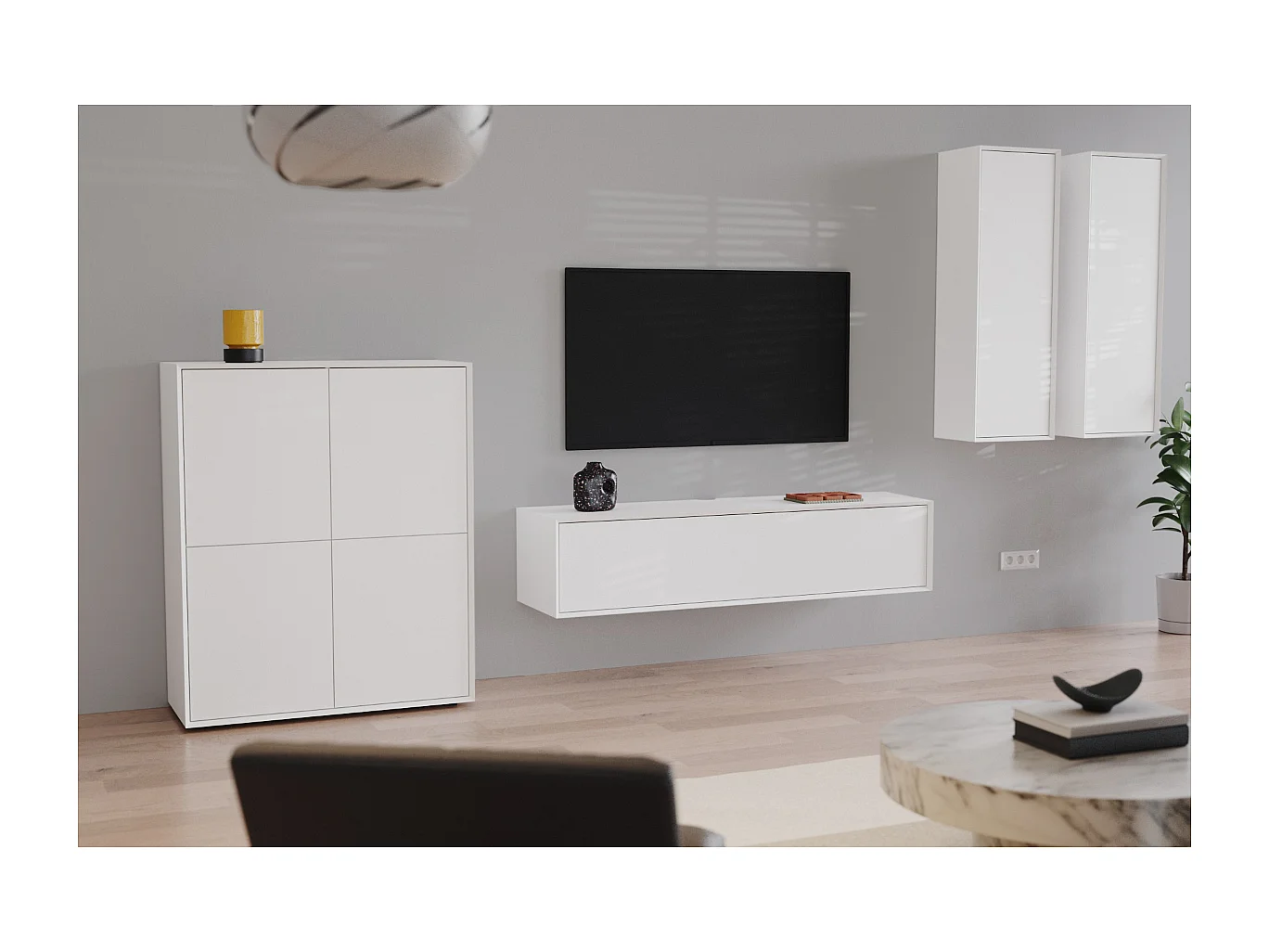 Mobile TV basso con 3 ribalte L200 cm - ORÉLIA