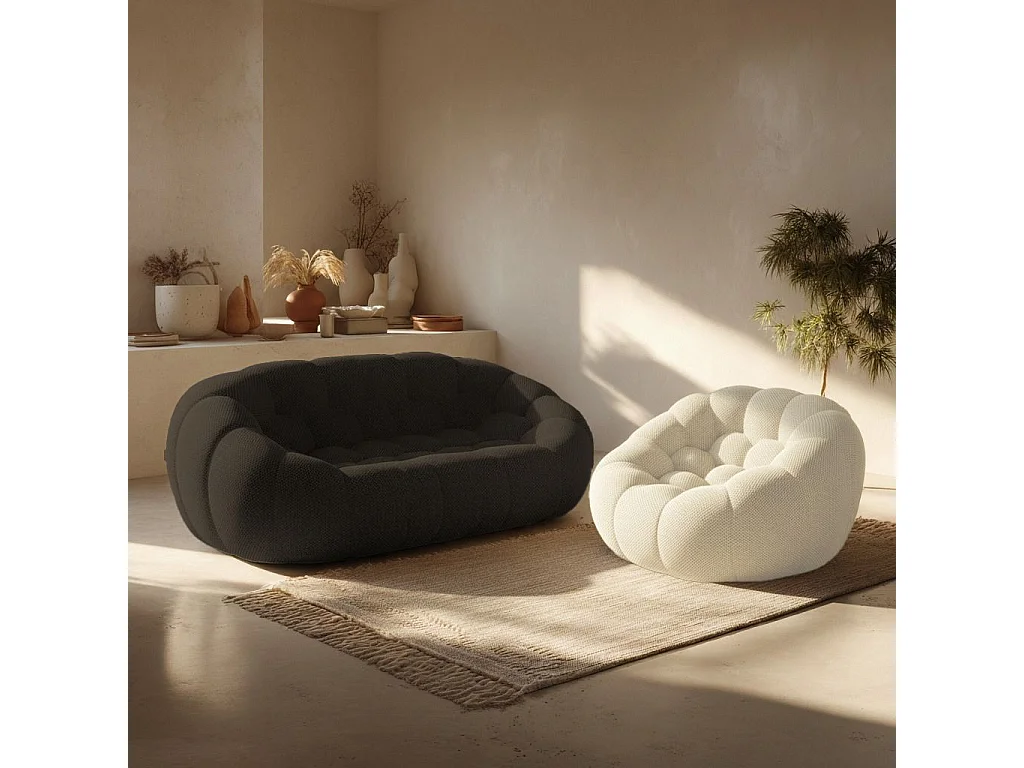 Coco Living Cocoon Set Sofa Schokolade + Sessel - Weiß