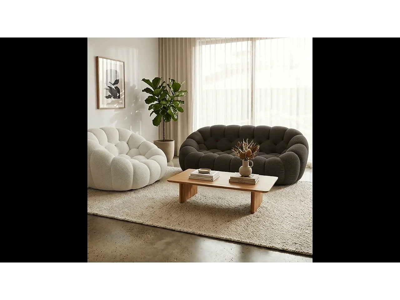 Coco Living Pack Cocoon bank chocolade + fauteuil – wit