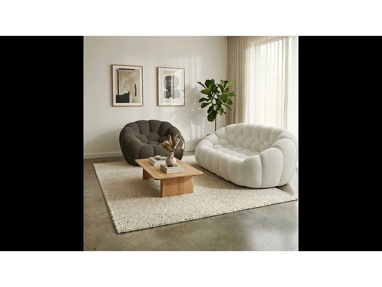 Cocoon Set Sofa Weiß + Sessel - Schokolade