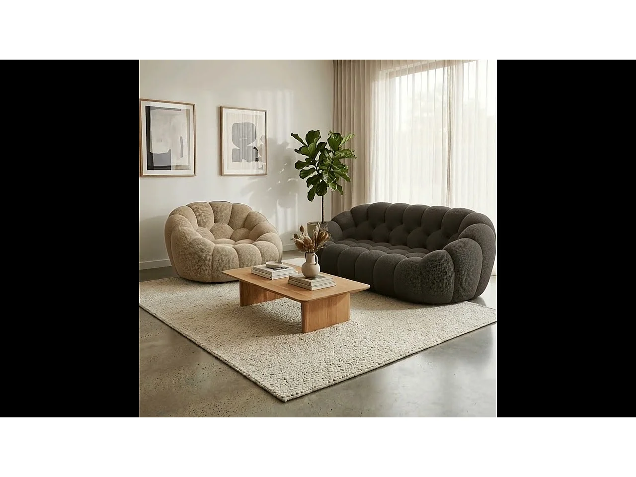Coco Living Pack Cocoon Canapé chocolat + fauteuil - sable