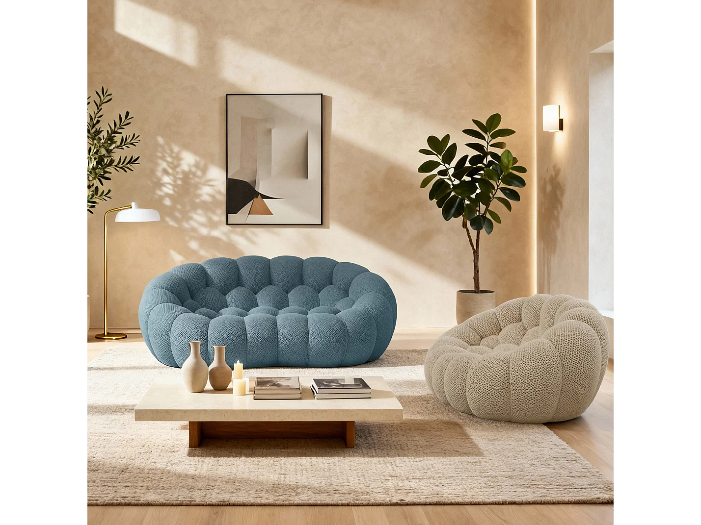 Coco Living Pack Cocoon Living 3 places - Bleu et sable