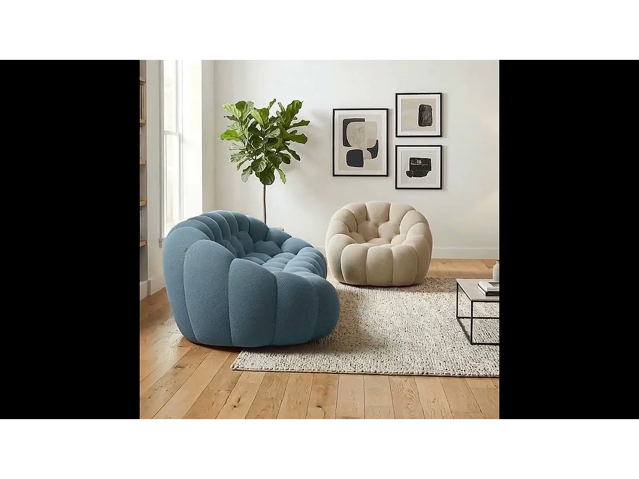 Cocoon Living Set 3-Sitzer - Blau und Sand