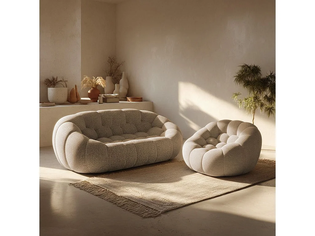 Pack Cocoon bank + fauteuil – zand