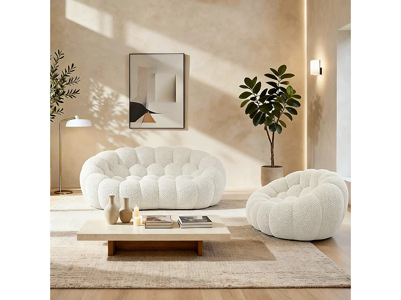 Pack Cocoon divano + poltrona - bianco