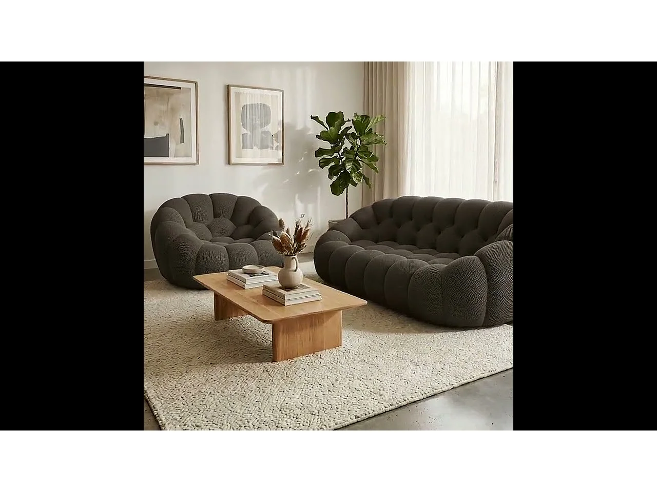 Zestaw Cocoon sofa + fotel – czekoladowy