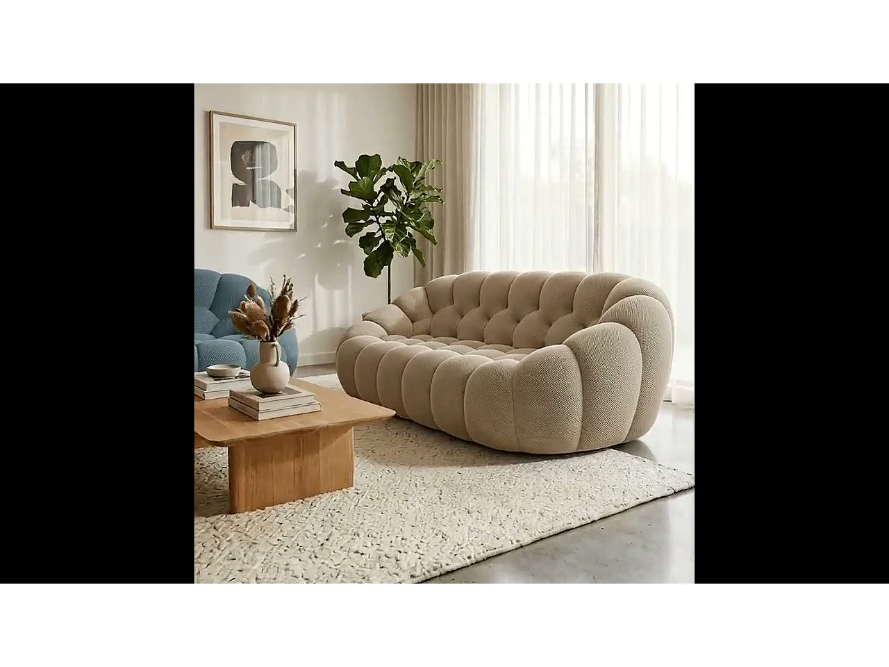 Coco Living Pack Cocoon Canapé sable + fauteuil - bleu